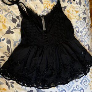 Black Babydoll Tank Top - Anthro, S